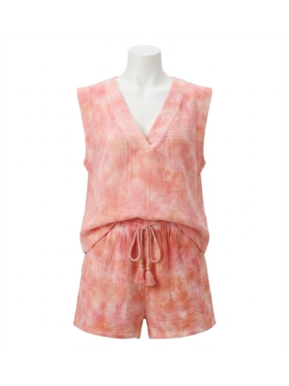 Faherty Shirt Womens Medium Pink Dune Cotton Gauze V Neck Sleeveless Tank Top - Picture 1 of 7